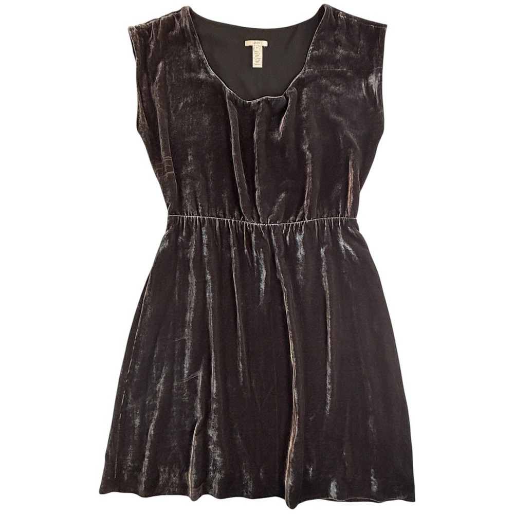 J.Crew Velvet Dress Women 6 Neutral Brown Silk Blend Sleeveless‎ Mini